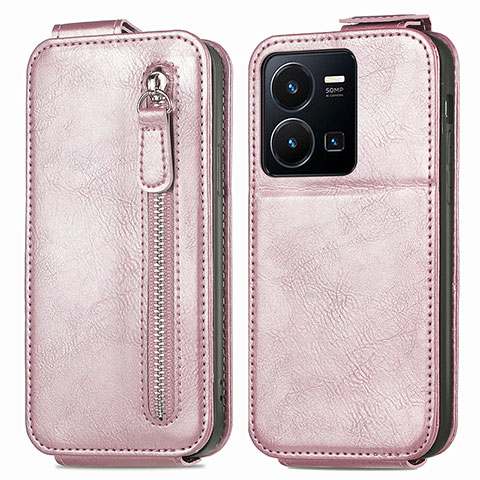 Housse Clapet Portefeuille Cuir pour Vivo Y35 4G Or Rose