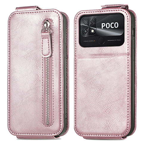 Housse Clapet Portefeuille Cuir pour Xiaomi Poco C40 Or Rose