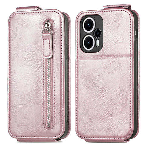 Housse Clapet Portefeuille Cuir pour Xiaomi Poco F5 5G Or Rose