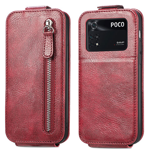 Housse Clapet Portefeuille Cuir pour Xiaomi Poco M4 Pro 4G Rouge