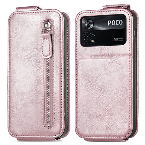 Housse Clapet Portefeuille Cuir pour Xiaomi Poco X4 Pro 5G Or Rose