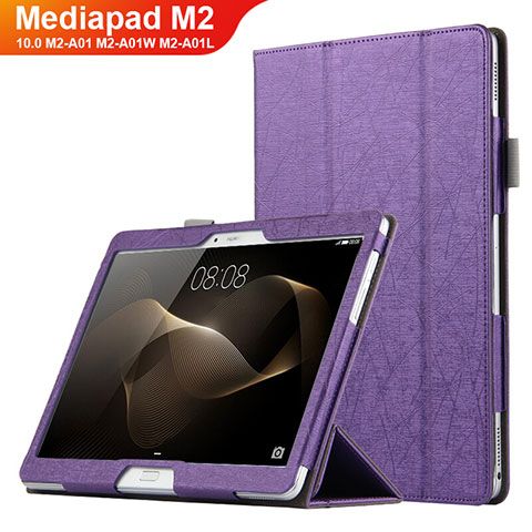 Housse Clapet Portefeuille Livre Cuir L01 pour Huawei MediaPad M2 10.0 M2-A01 M2-A01W M2-A01L Violet