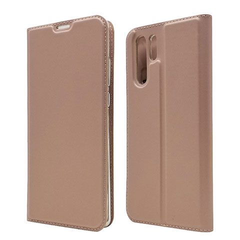 Housse Clapet Portefeuille Livre Cuir L01 pour Huawei P30 Pro Or Rose