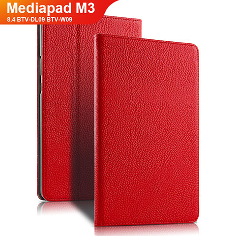 Housse Clapet Portefeuille Livre Cuir L02 pour Huawei Mediapad M3 8.4 BTV-DL09 BTV-W09 Rouge