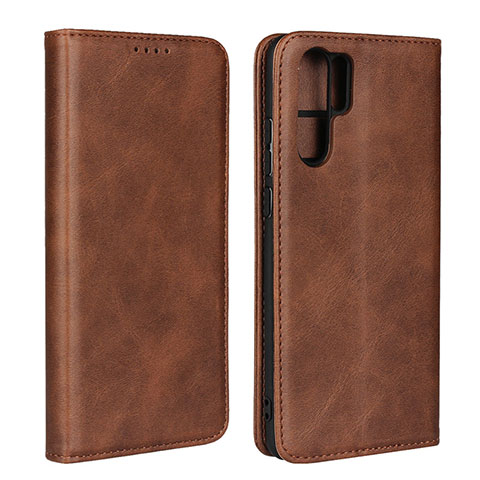 Housse Clapet Portefeuille Livre Cuir L02 pour Huawei P30 Pro Marron