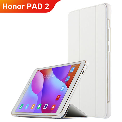 Housse Clapet Portefeuille Livre Cuir L03 pour Huawei Honor Pad 2 Blanc