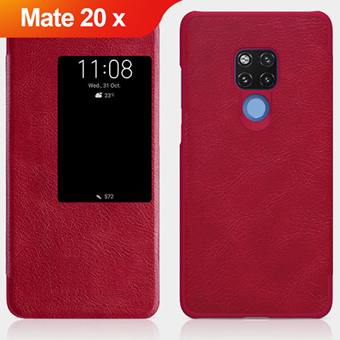 Housse Clapet Portefeuille Livre Cuir pour Huawei Mate 20 X 5G Rouge