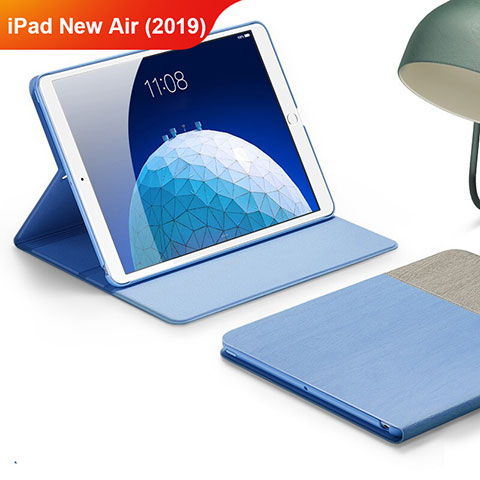 Housse Clapet Portefeuille Livre Tissu pour Apple iPad Air 3 Bleu Ciel