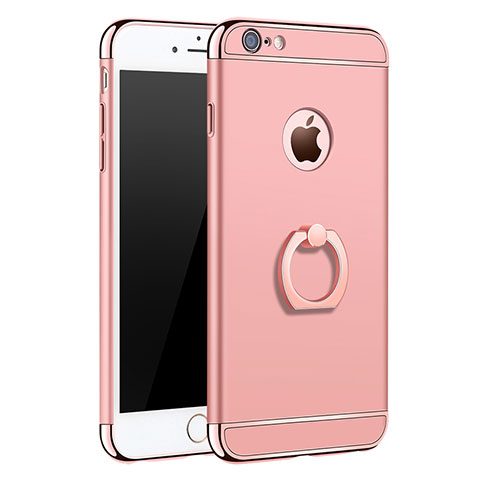 Housse Contour Luxe Metal et Plastique avec Support Bague Anneau A01 pour Apple iPhone 6 Or Rose