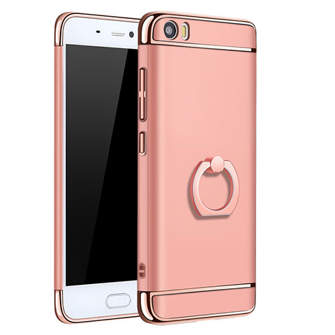 Housse Contour Luxe Metal et Plastique avec Support Bague Anneau pour Xiaomi Mi 5 Or Rose