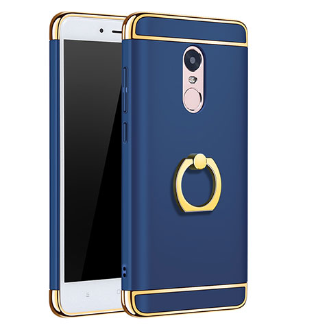 Housse Contour Luxe Metal et Plastique avec Support Bague Anneau pour Xiaomi Redmi Note 4X Bleu