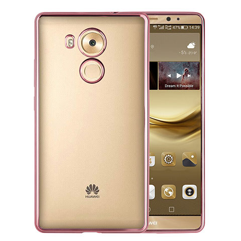 Housse Contour Silicone et Vitre Transparente Mat pour Huawei Mate 8 Rose