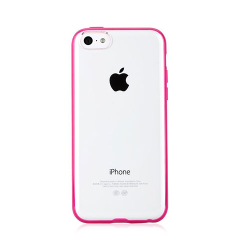 Housse Contour Silicone et Vitre Transparente T01 pour Apple iPhone 5C Rose Rouge