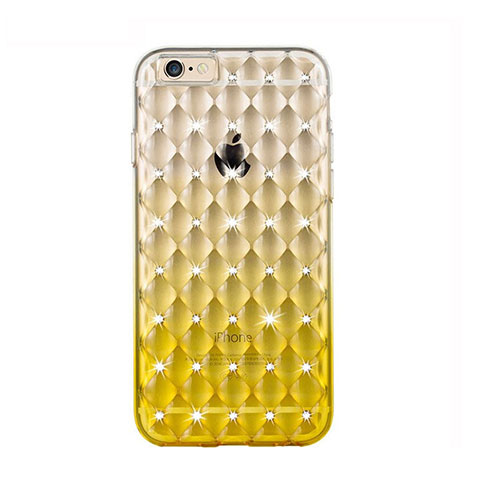 Housse Luxe Strass Bling Diamant Transparente Degrade pour Apple iPhone 6S Jaune