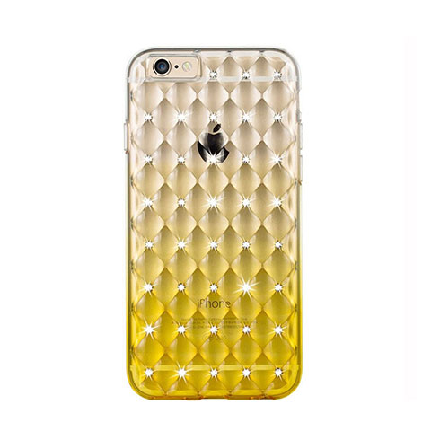 Housse Luxe Strass Bling Diamant Transparente Degrade pour Apple iPhone 6S Plus Jaune