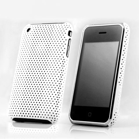 Housse Plastique Rigide Mailles Filet pour Apple iPhone 3G 3GS Blanc