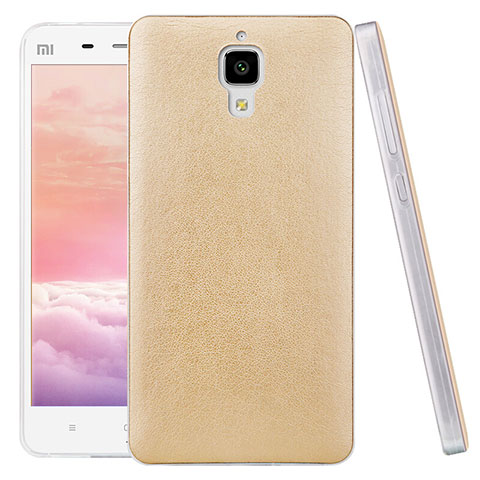 Housse Plastique Rigide Motif Cuir pour Xiaomi Mi 4 LTE Or