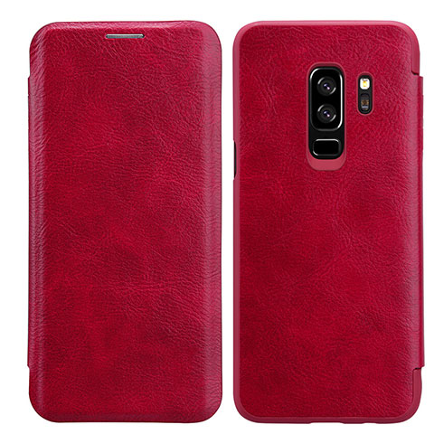 Housse Portefeuille Livre Cuir L01 pour Samsung Galaxy S9 Plus Rouge