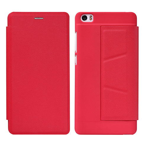 Housse Portefeuille Livre Cuir L01 pour Xiaomi Mi Note Rouge