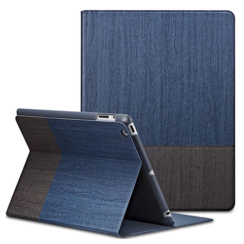 Housse Portefeuille Livre Cuir L03 pour Apple iPad 4 Bleu