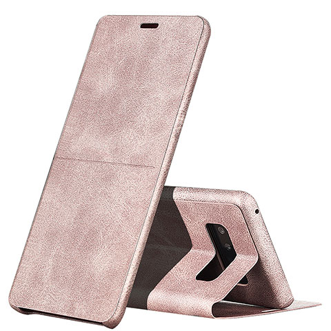 Housse Portefeuille Livre Cuir L04 pour Samsung Galaxy Note 8 Duos N950F Rose