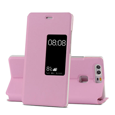 Housse Portefeuille Livre Cuir pour Huawei P9 Plus Rose