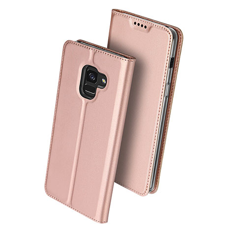 Housse Portefeuille Livre Cuir pour Samsung Galaxy A8+ A8 Plus (2018) A730F Or Rose