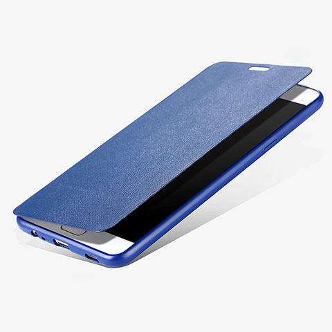 Housse Portefeuille Livre Cuir pour Samsung Galaxy C7 Pro C7010 Bleu