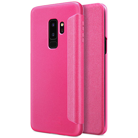 Housse Portefeuille Livre Cuir pour Samsung Galaxy S9 Plus Rose Rouge