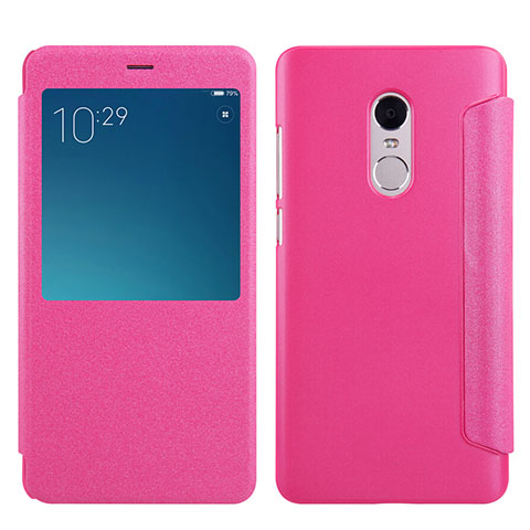 Housse Portefeuille Livre Cuir pour Xiaomi Redmi Note 4X High Edition Rose Rouge