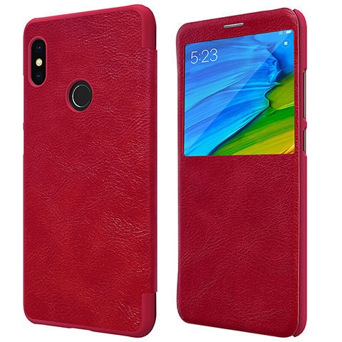 Housse Portefeuille Livre Cuir pour Xiaomi Redmi Note 5 AI Dual Camera Rouge