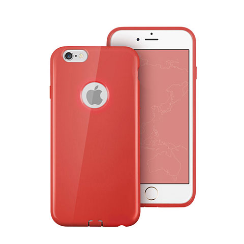 Housse Silicone avec Trou Souple Couleur Unie pour Apple iPhone 6 Plus Rouge