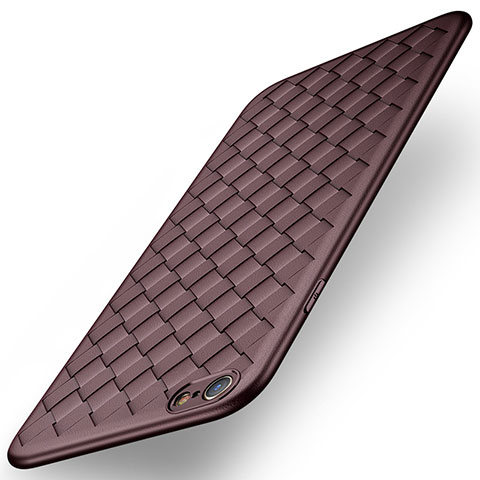 Housse Silicone Gel Motif Cuir pour Apple iPhone 6S Marron