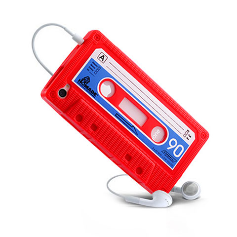 Housse Silicone Souple Cassette pour Apple iPhone 4 Rouge