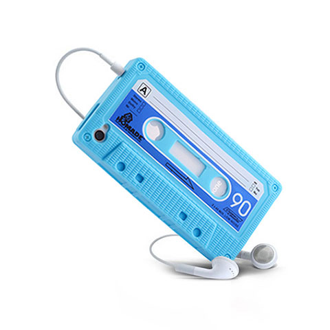 Housse Silicone Souple Cassette pour Apple iPhone 4S Bleu Ciel