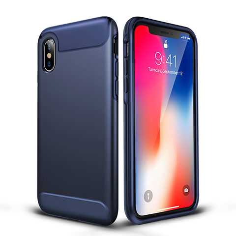 Housse Silicone Souple Mat pour Apple iPhone X Bleu