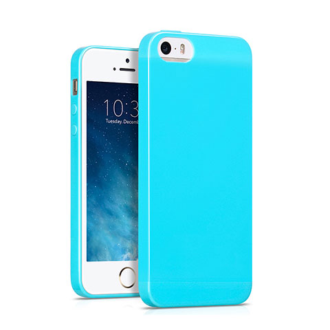 Housse Silicone TPU Souple Couleur Unie pour Apple iPhone SE Bleu Ciel