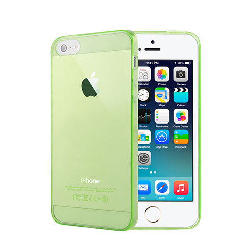 Housse Ultra Fine Silicone Souple Transparente pour Apple iPhone 5S Vert