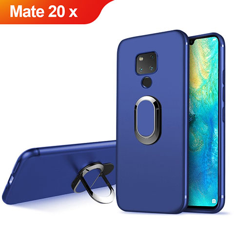 Housse Ultra Fine TPU Souple avec Support Bague Anneau Aimante Magnetique pour Huawei Mate 20 X 5G Bleu