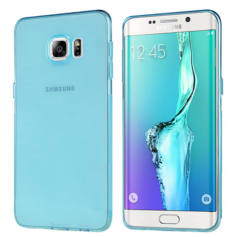 Housse Ultra Fine TPU Souple Transparente T04 pour Samsung Galaxy S6 Edge+ Plus SM-G928F Bleu