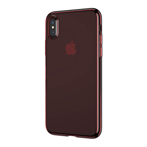 Housse Ultra Fine TPU Souple Transparente T06 pour Apple iPhone X Rouge