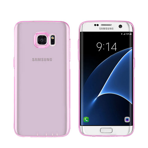 Housse Ultra Slim Silicone Souple Transparente pour Samsung Galaxy S7 Edge G935F Rose