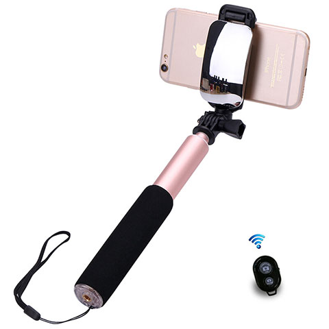 Perche de Selfie Sans Fil Bluetooth Baton de Selfie Extensible de Poche Universel S13 Or Rose