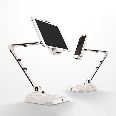 Support de Bureau Support Tablette Flexible Universel Pliable Rotatif 360 H07 pour Apple iPad Mini 2 Blanc