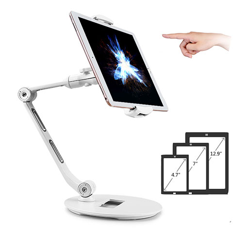 Support de Bureau Support Tablette Flexible Universel Pliable Rotatif 360 H08 pour Huawei MediaPad M2 10.0 M2-A01 M2-A01W M2-A01L Blanc