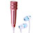 3.5mm Mini Microphone de Poche Elegant Karaoke Haut-Parleur avec Support M08 Or Rose Petit