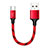 Cable Type-C Android Universel 25cm S04 pour Apple iPhone 15 Pro Max Rouge