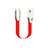 Cable Type-C Android Universel 30cm S06 pour Apple iPhone 15 Plus Rouge