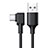 Cable Type-C Android Universel T22 pour Apple iPhone 15 Pro Noir