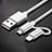 Chargeur Lightning Cable Data Synchro Cable Android Micro USB C01 pour Apple iPad Air 2 Argent Petit